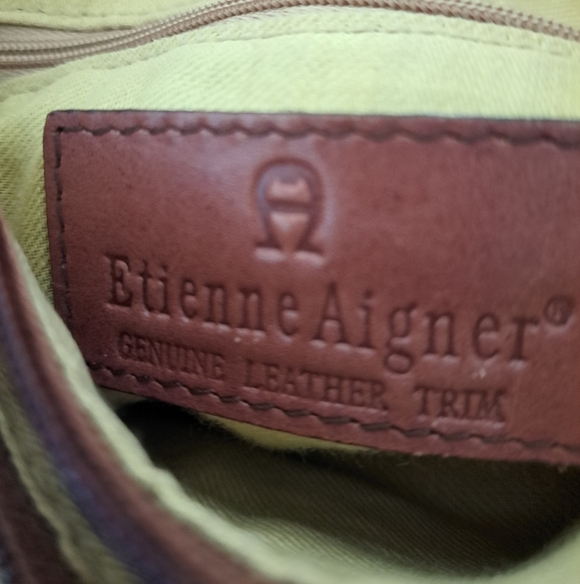 Etienne Aigner Woven Raffia Tote with Leather Trim & Braided Handles - Picture 7 of 7